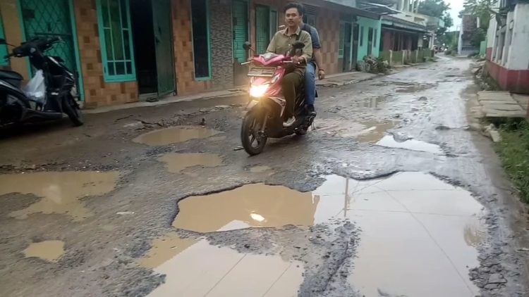 Jalan Rusak Ditanami Pohon