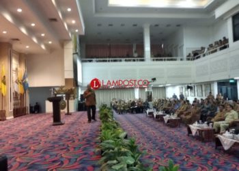 launcing Aplikasi Sistem Informasi Perencanaan dan Pengelolaan Keuangan Daerah (SIPPKD) di balai Keratun, Selasa (5/3/2019). Foto. (Lampost.co/Setiaji BP)