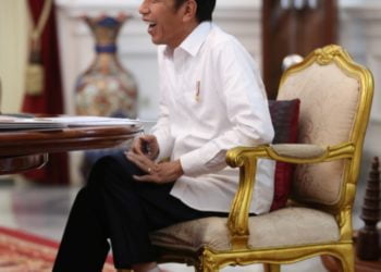 WAWANCARA PRESIDEN JOKO WIDODO : Presiden Joko Widodo saat diwawancarai Media Indonesia di Istana Merdeka, Jakarta, Jumat (24/5/2019). .MI/RAMDANI