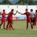 MENANG 4-0. Pemain Tim Nasional Indonesia U-15 melakukan selebrasi usai mencetak gol ke gawang Filipina pada lanjutan Piala AFF U-15 2019 di IPE Stadium, Chonburi, Thailand, Jumat (2/8). Tim Nasional Indonesia U-15 kembali mendapatkan hasil positif usai memetik kemenangan 4-0 atas Filipina.DOK PSSI