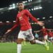 CETAK GOL. Striker Manchester United, Mason Greenwood, berselebrasi usai mencetak gol ke gawang Astana pada pertandingan Grup L Liga Eropa, di Stadion Old Trafford, Jumat (20/9) dini hari WIB. Greenwood mencetak satu-satunya gol untuk kemenangan Manchester United atas Astana.(AFP/OLI SCARFF)