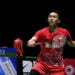 Tunggal putra Indonesia Jonatan Christie saat tampil pada Kejuaraan Dunia Bulu Tangkis 2019 di St. Jakobshalle, Basel, Swiss, Selasa (20/8). (ANTARA/HAFIDZ MUBARAK)
