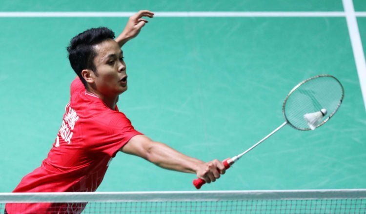 Tunggal putra Indonesia Anthony Sinisuka Ginting saat bertanding di babak pertama French Open 2019. (DOK./PBSI)