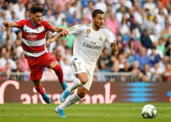 Penyerang Real Madrid, Eden Hazard.(AFP/PIERRE-PHILIPPE MARCOU)