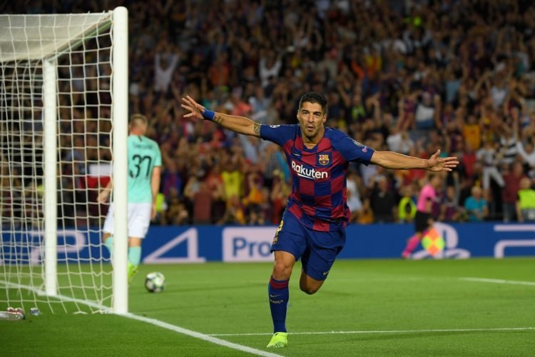 Penyerang Barcelona Luis Suarez.(AFP/LLUIS GENE)