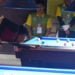 SABET EMAS. Pebiliar Lampung Aditya A Pratama membidik bola saat bertanding pada final nomor singgel putra bola 15 pada Pekan Olahraga Wilayah (Porwil) X Sumatera di Bengkulu, Rabu (6/11). (DOK. HUMAS KONI LAMPUNG)