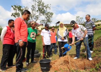 TANAM POHON. Alumni kepamongprajaan bersama Wabup Lambar menanam pohon di Kebun Raya Liwa, Jumat (13/12). DOK PEMKAB LIWA