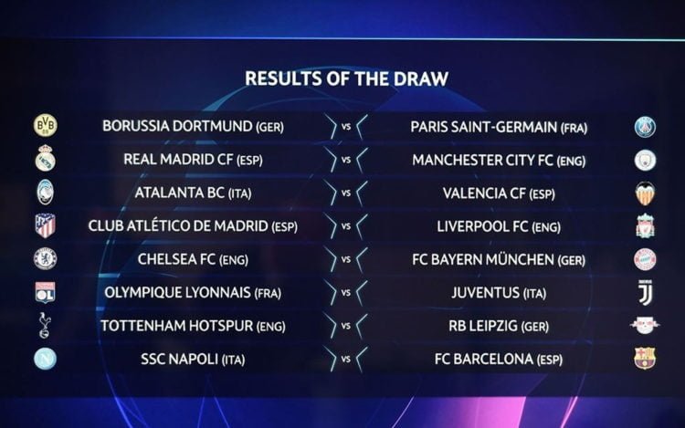 16 BESAR. Hasil drawing 16 besar Liga Champions. (FABRICE COFFRINI/AFP)