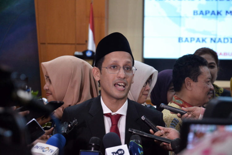 Menteri Pendidikan dan Kebudayaan Nadiem Anwar Makarim.(MI/ANDRI WIDIYANTO)