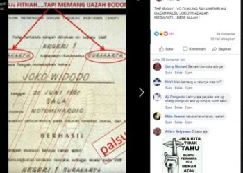 Tangkapan berita bohong di media sosial.Istimewa