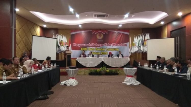 Suasana saat Musyawarah Olahraga Kota (Musorkot) KONI Kota Bandar Lampung, Kamis (20/2/2020). Lampost.co/Deta Citrawan