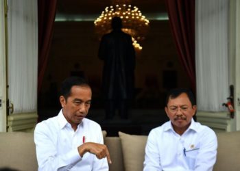Presiden Joko Widodo dan Menteri Kesehatan Teawan Agus Putranto mengumumkan dua warga negara Indonesia (WNI), yaitu seorang ibu berusia 64 tahun dan anaknya berusia 31 tahun positif terjangkit virus korona jenis baru (Covid-19). ANTARA FOTO/Sigid Kur