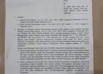 Tidak Ada Unsur Pidana dalam Pembangunan RS Mitra Kosasih