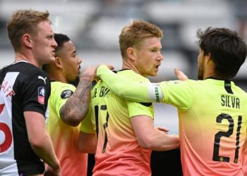 Selebrasi gol Kevin De Bruyne saat Manchester City mengalahkan Newcastle United.(Foto: Twitter Manchester City)