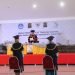 Rektor Itera Prof Ofyar Z Tamin  saat menggelar wisuda secara online bagi 112 wisudawan di GKU Itera, Sabtu (18/7). Foto: Umar Robani Lampost
