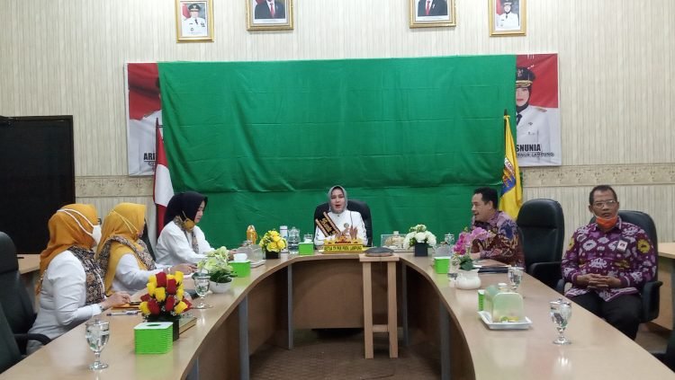 MENJADI NARASUMBER WEBINAR. Bunda PAUD Lampung Riana Sari Arinal dan jajaran pengurus PKK Lampung, serta Kepala BP PAUD Dikmas Khairullah saat menjadi narasumber webinar Kelas Orang Tua Berbagi yang diselenggarakan Balai Pengembangan Pendidikan Anak Usia Dini dan Pendidikan Masyarakat (BP PAUD Dikmas), Rabu (2/9). LAMPUNG POST/UMAR ROBBANI