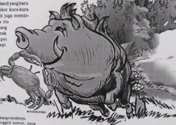 Ilustrasi Cerita Anak Babi hutan yang jahat. LAMPUNGPOT/SUGENG RIYADI