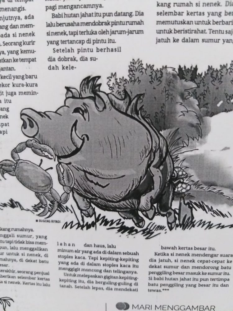 Ilustrasi Cerita Anak Babi hutan yang jahat. LAMPUNGPOT/SUGENG RIYADI