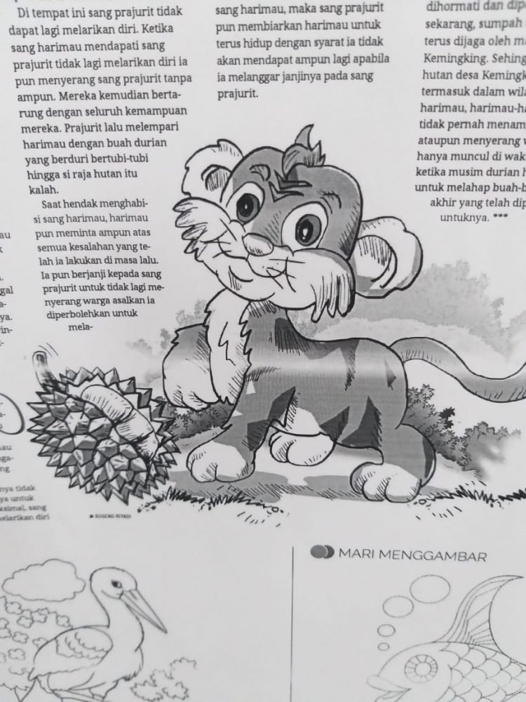 Ilustrasi cerota anak Haimau dan Durian. (LAMPUNG POST/SUGENG RIYADI)