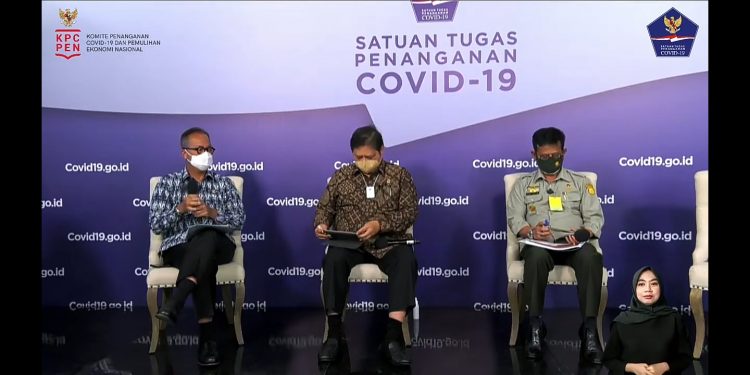 Menteri Koordinator Perekonomian Airlangga Hartato, Menteri Pertanian Syahrul Yasin Limpo saat Talkshow Virtual Satgas Covid-19, Senin (9/11). ISTIMEWA