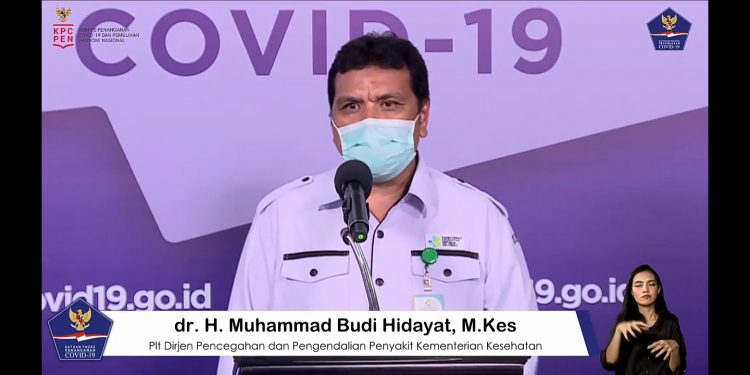 Plt Dirjen Pencegahan dan Pengendalian Penyakit Kementerian Kesehatan Muhammad Budi Hidayat, dalam konferensi pers yang digelar di media center Satgas Covid-19 Graha BNPB, secara live streaming, Minggu (22/11), pukul 17.00.