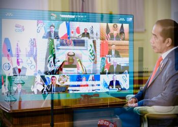 Presiden Jokowi menghadiri KTT G20 secara virtual dari Istana Kepresidenan Bogor, Jawa Barat, Sabtu, 21 November 2020. Foto: Biro Pers Setpres/Lukas