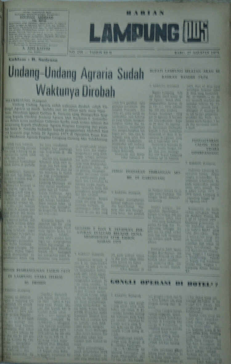 Lampung Post edisi Rabu, 27 Agustus 1975