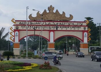 Gerbang Bandar Lampung. Kota Bandar Lampung Terus bersoleh di HUT ke-339 pada tahun 2021. (DOK)