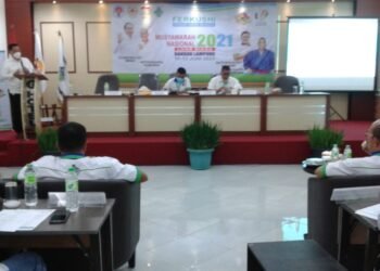 Pelaksanaan Munaslub PB Ferkushi Tahun 2021 di Hotel G Syariah, Bandar Lampung, Jumat (11/6). (Lampung Post/Ricky Marly)