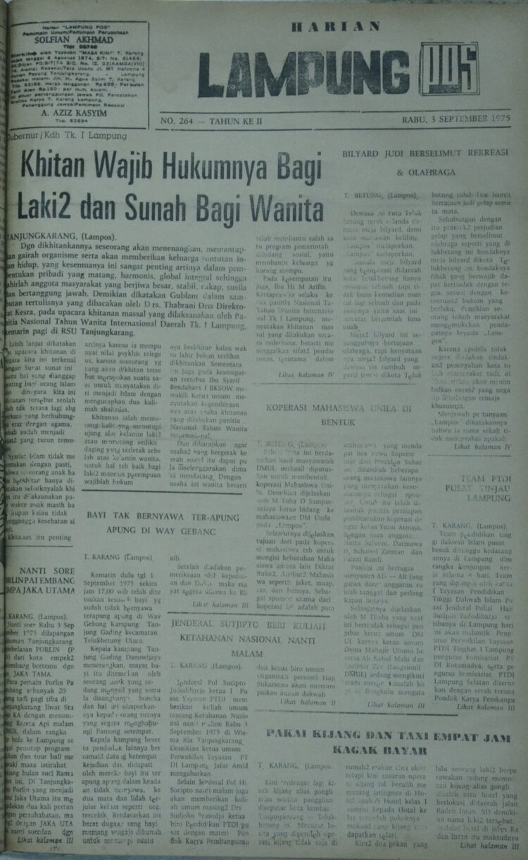 Lampung Post edisi Rabu, 3 September 1975