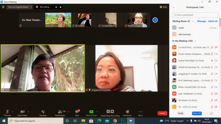 Wakil Ketua MPR, Lestari Moerdijat saat membuka diskusi daring bertema Upaya menyelamatkan anak Indonesia dalam pandemi (Tata kelola kesehatan anak hingga persiapan vaksinasinya) yang digelar Forum Diskusi Denpasar 12 di Jakarta, Rabu (7/7).