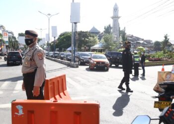 Penyekatan PPKM darurat di Bandar Lampung beberapa waktu lalu. (DOK. LAMPUNG POST)