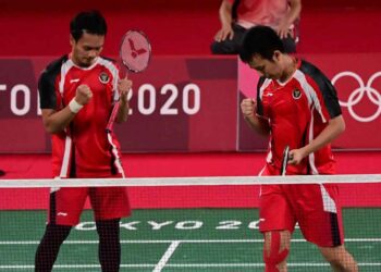 Ganda putra Indonesia Mohammad Ahsan/Hendra Setiawan. (AFP PHOTO/Pedro Pardo)