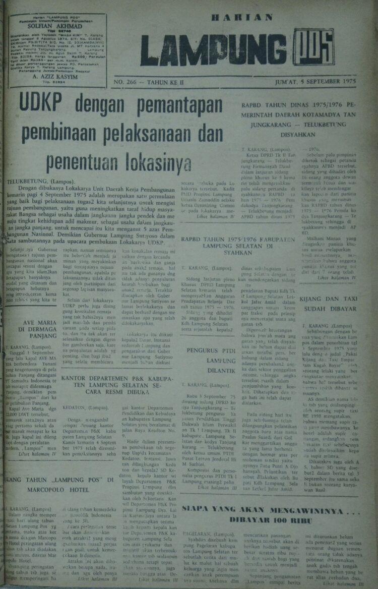 Lampung Post edisi Jumat, 5 September 1975