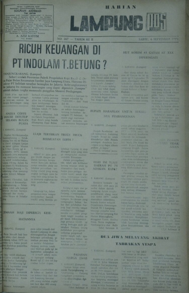 Lampung Post edisi Sabtu, 6 September 1975