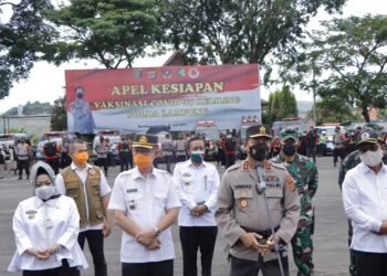 Apel Kesiapan Vaksinasi Covid-19 Keliling di Lapangan Saburai, Enggal, Bandar Lampung, Rabu, 21 Juli 2021. (Dok)