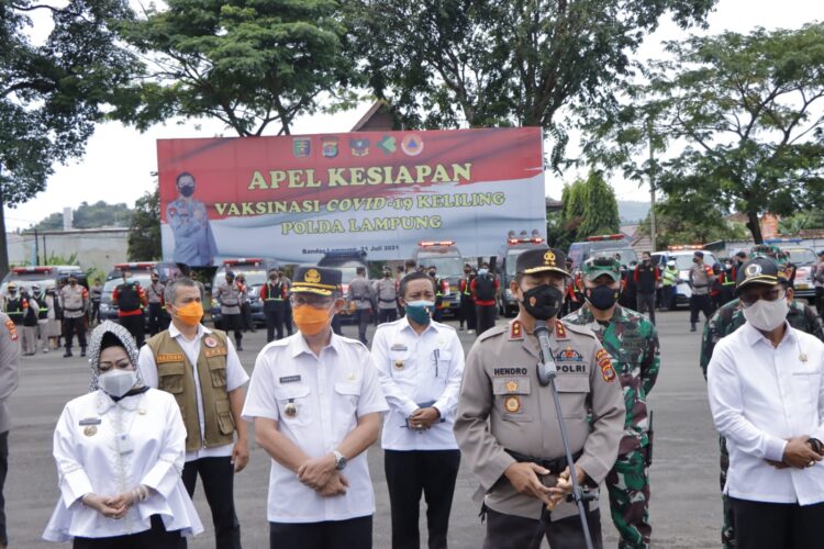 Apel Kesiapan Vaksinasi Covid-19 Keliling di Lapangan Saburai, Enggal, Bandar Lampung, Rabu, 21 Juli 2021. (Dok)