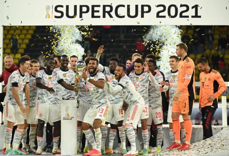 Bayern Muenchen meraih trofi pertama di Jerman musim ini setelah menjuarai Piala Super Jerman atau DFL Super Cup 2021. (AFP Photo/Ina Fassbender)