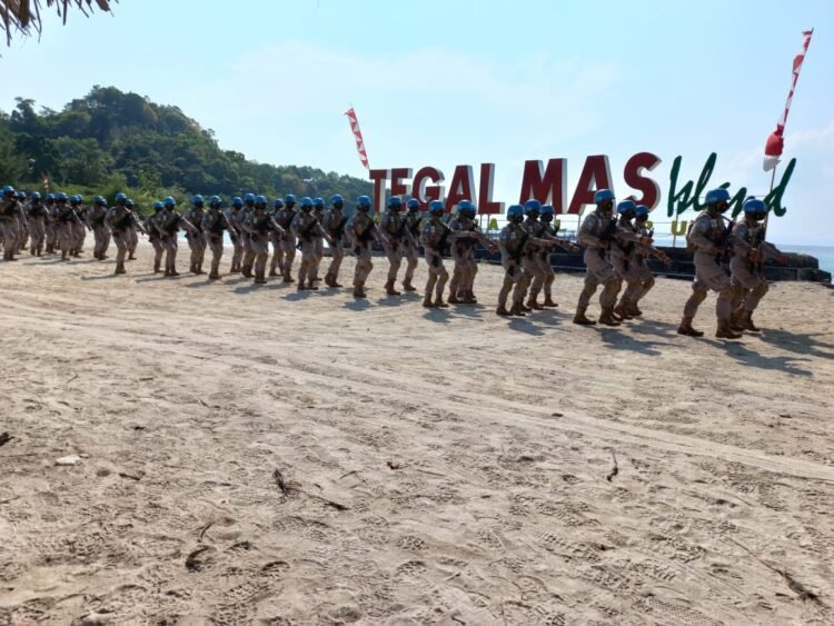 Upacara pembaretan Personel FPU 3 Minusca.Lampung Post/ Salda Andala