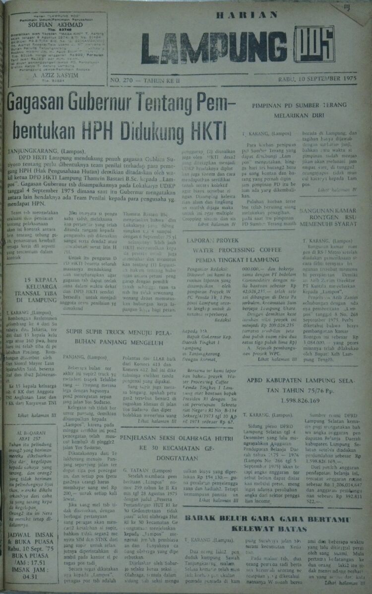 Lampung Post edisi Rabu, 10 September 1975