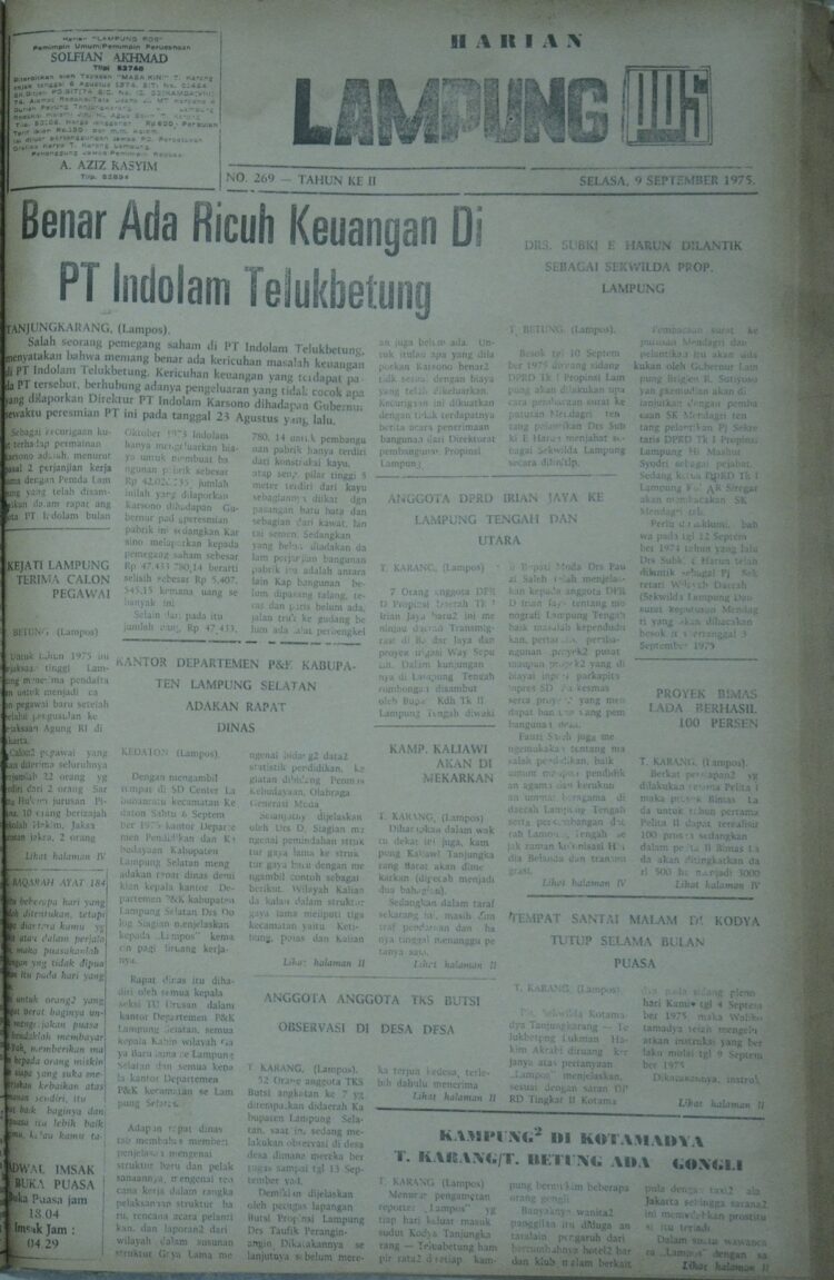Lampung Post edisi Selasa, 9 September 1975