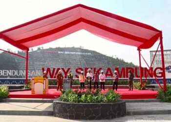 Peresmian bendungan Way Sekampung, Pringsewu, melalui Youtube sekretariat Presiden, Kamis, 2 September 2021. (Lampost.co/Atika)