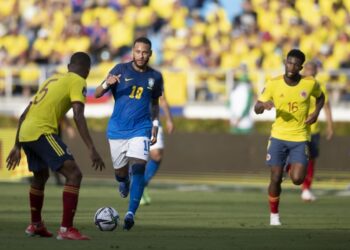 Suasana laga Kolombia vs Brasil.(CBF/LUCAS FIGUEIREDO)