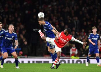Suasana pertandingan Arsenal vs Leeds United.(AFP/JUSTIN TALLIS)