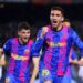 Penyerang Barcelona Ferran Torres melakukan selebrasi usai mencetak gol ke gawnag Napoli di laga Liga Europa. Twitter @EuropaLeague