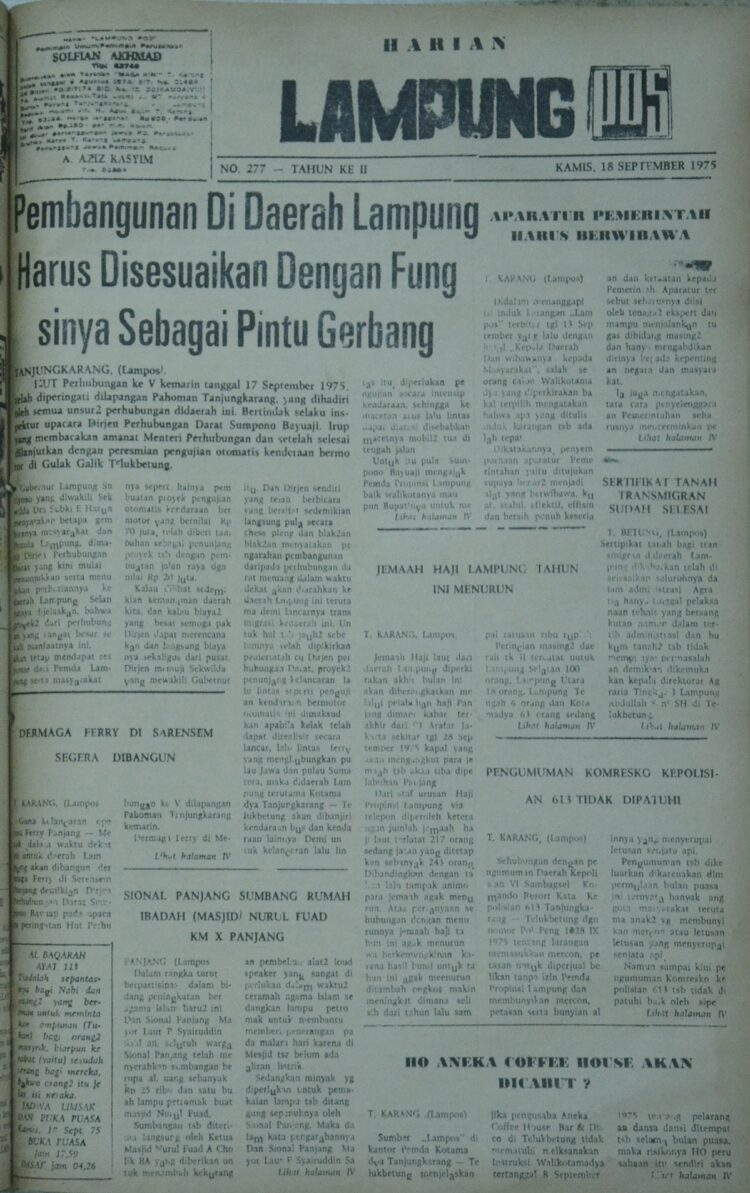 Lampung Post edisi Kamis, 18 September 1975