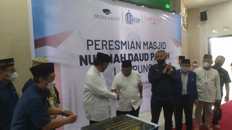 Masjid Nursiah Daud Paloh di lingkungan Kantor Harian Umum Lampung Post diresmikan Jumat 25 Maret 2022.LAMPUNG POST/ ANDRE PRASETYO NUGROHO