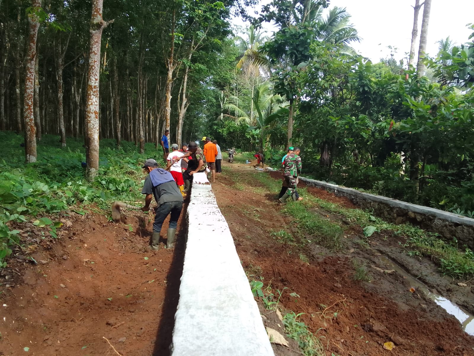 DUKUNG SEKTOR PERTANIAN: Pemerintah Desa Cipadang melakukan perbaikan infrastruktur untuk mendukung pertanian di desa setempat, yang menggunakan anggaran Dana Desa (DD) 2022.n LAMPUNG POST/PUTRA PANCASILA SAKTI.