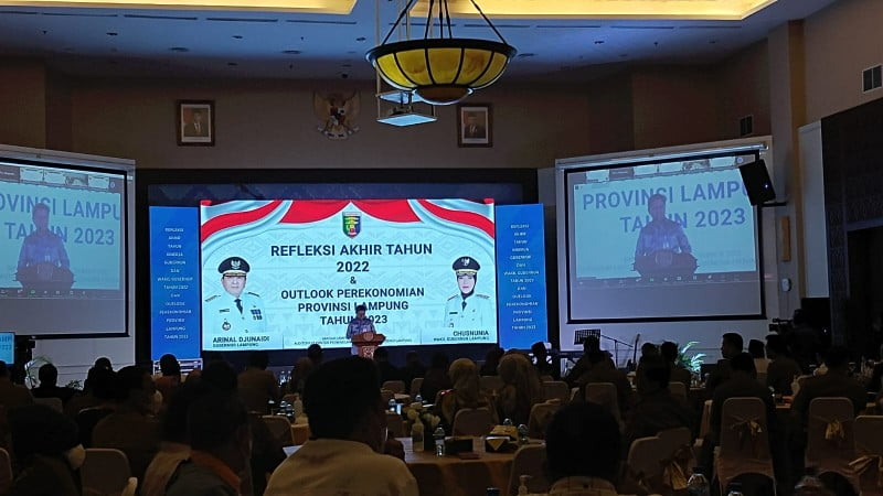 Refleksi Akhir Tahun 2022 dan Outlook Perekonomian Provinsi Lampung 2023 yang digelar di Aula Kantor Bank Indonesia (BI) pada Senin, 26 Desember 2022.Lampung Post/Atika Oktaria