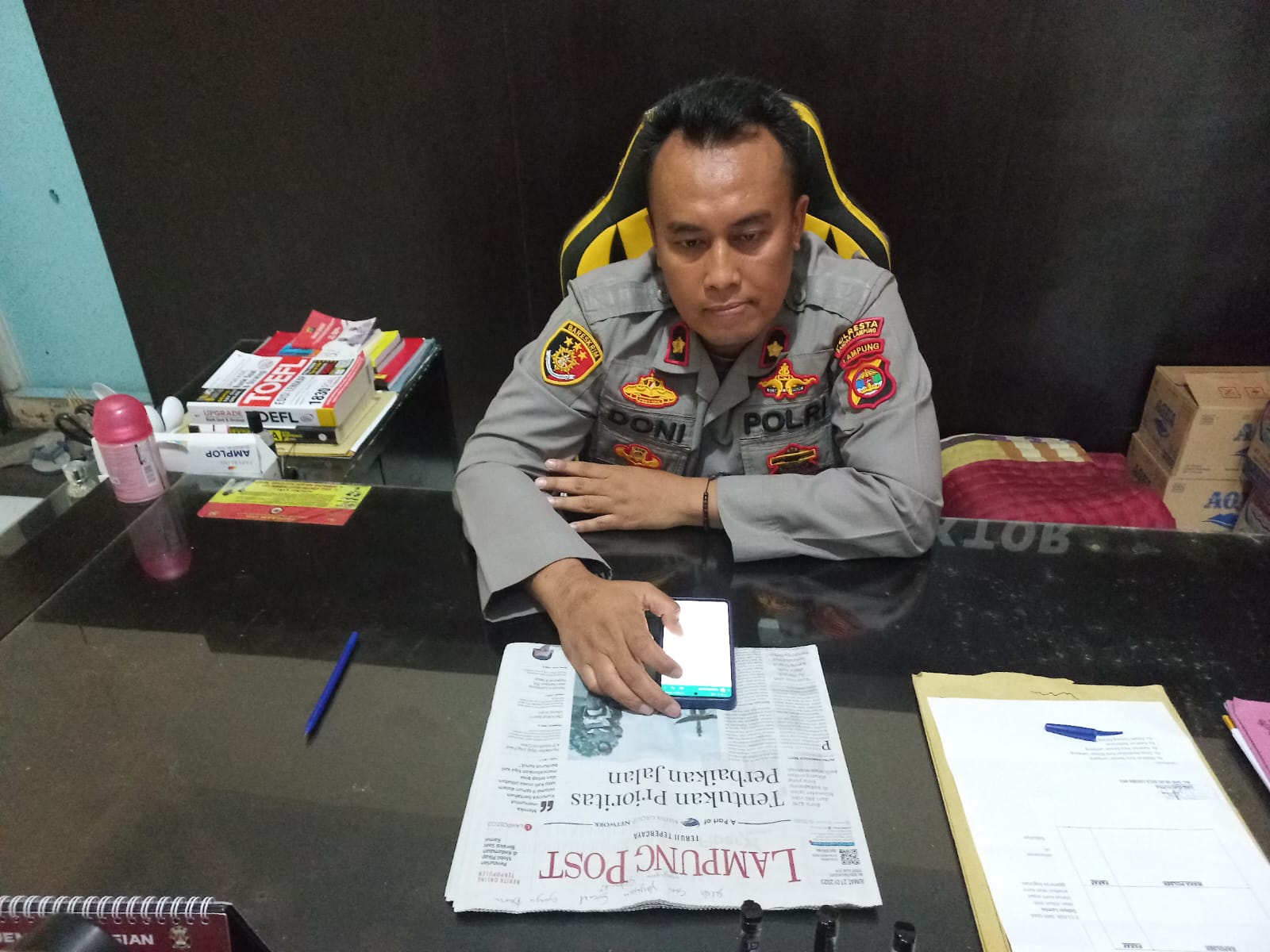 Kapolsek Tanjungkarang Timur Kompol Doni Aryanto, Senin, 30 Januari 2023. (Foto:Lampung Post/Salda Andala)
